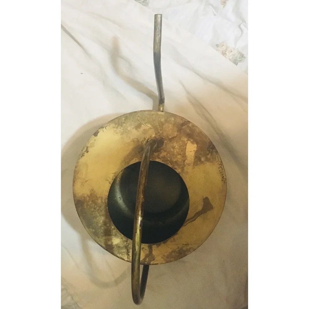 Burnished Gold Metal Standard Watering Can Long Spout, Large Filling Opening
